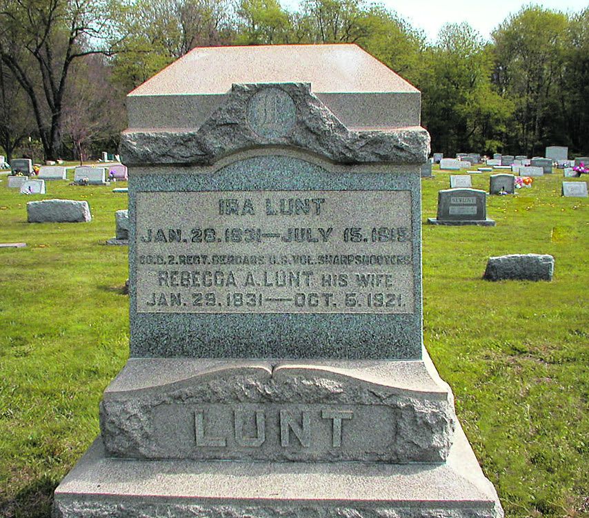 Ira Lunt and his wife Rebecca A. Lunt’s headstone.