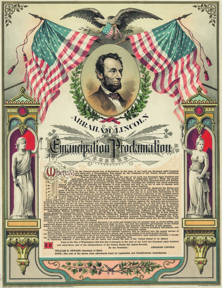 Abraham Lincoln and his Emancipation Proclamation. (Library of Congress)