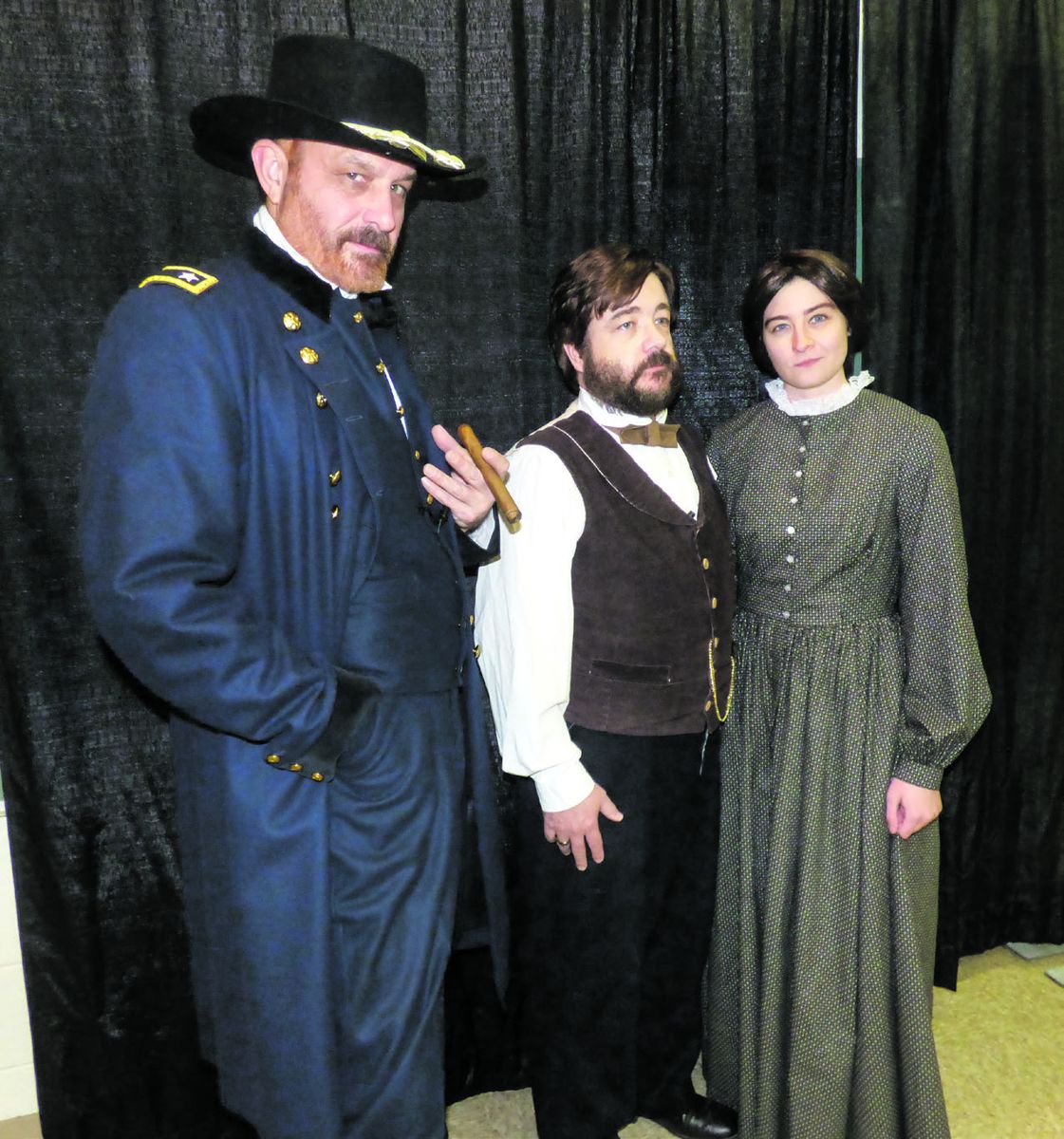 Guest performers from left: Tracy Ford (Gen. Sherman), Derek Maxfield (Gen. Grant), and Jess Scheuerman, program