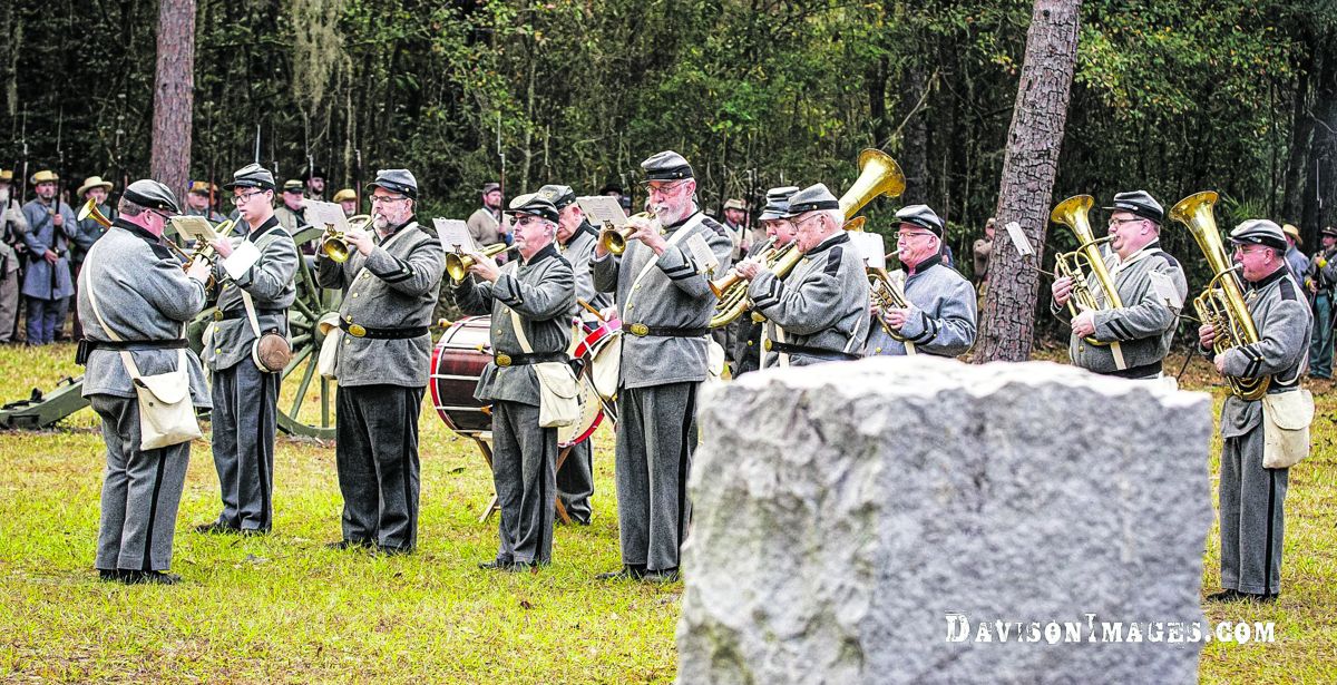 The 11th North Carolina band. They are shown playing for the Sunday morning muster (the big one). They provided the music for the event and played for the period church service. (Tom Davison)