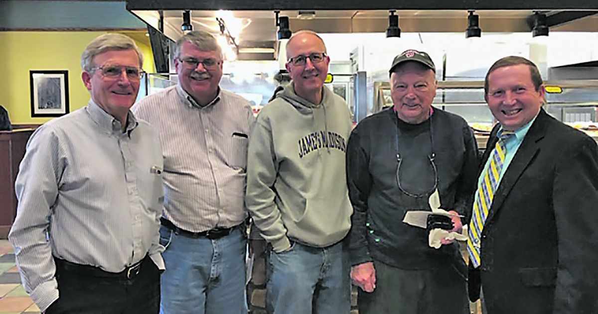 Left to right are Gary Michael (JMU), Trittipoe, Curt Dudley (JMU), Sell and Joe Browning (UNCW).