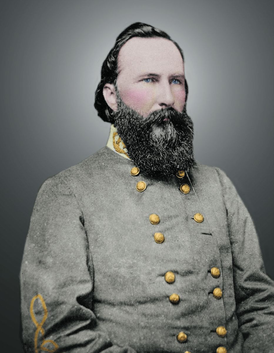 General James Longstreet. Colorization © 2015 civilwarincolor.com, civilwarincolor.com/ cwn. Library of Congress.