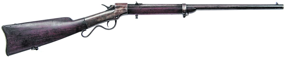 Obverse overall view of .56 caliber Dwight, Chapman & Company produced U.S. military inspected Ballard Carbine #607.