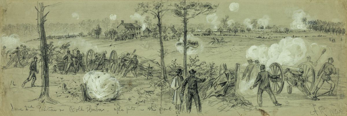 June 2nd Position near Cold Harbor—rifle pits in the front. Library of Congress.
