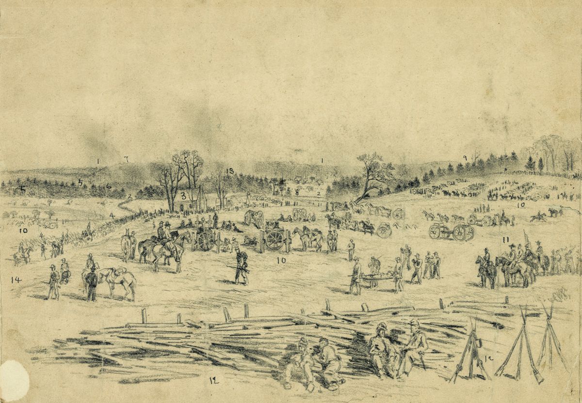 The battle of Spottsylvania [sic]—View of the field from the center of the position. Library of Congress.