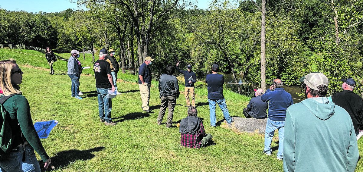 Kevin Pawlak offers a socially distanced tour at Antietam for the Mahoning Valley Civil War Roundtable of Ohio.