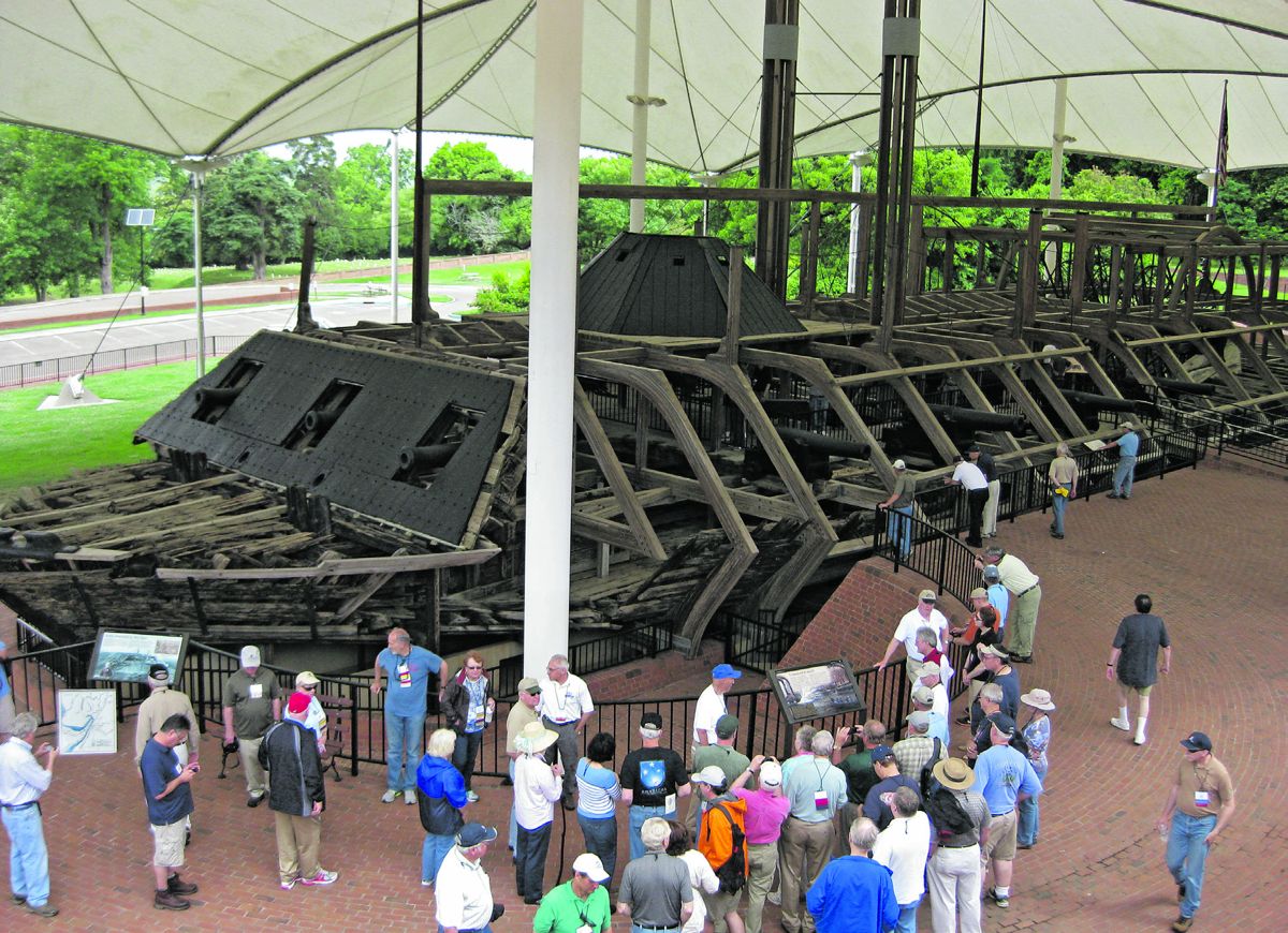 Ed Bearss giving a tour of the USS Cairo at the 2013 Vicksburg Conference. To watch a C-Span video of Ed Bearss going into the search and recovery of the USS Cairo type in this link: https:// www.c-span.org/video/?457702-6/recovering-uss-cairo.