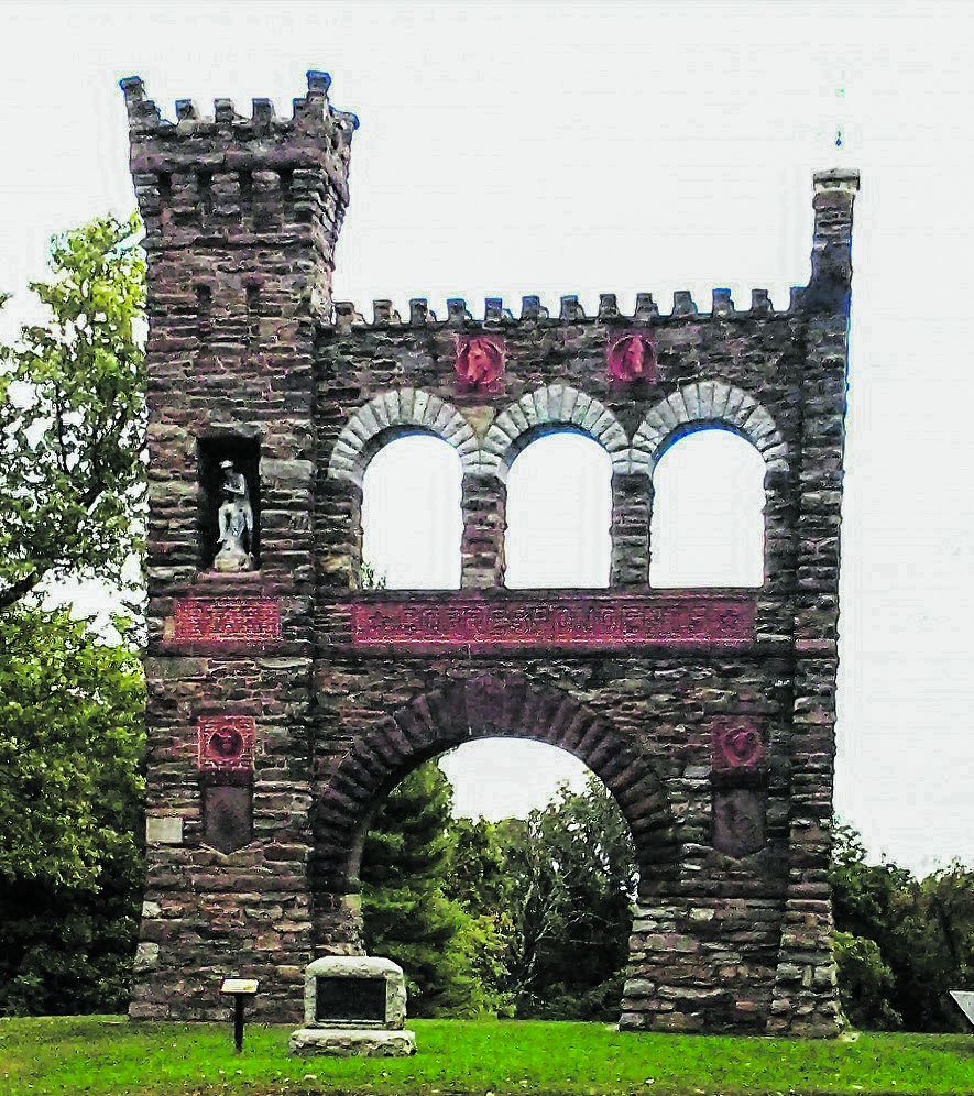 The War Correspondents Memorial Arch was constructed as a permanent tribute to the newspaper correspondents, artists, and photographers of the Civil War. All photos by Bob Ruegsegger.
