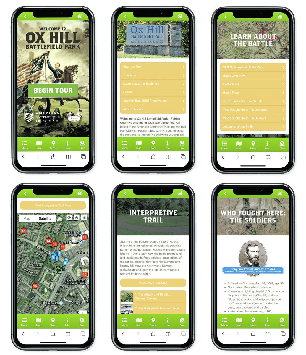 A peek inside the new Ox Hill Battlefield Tour Guide app. American Battlefield Trust.