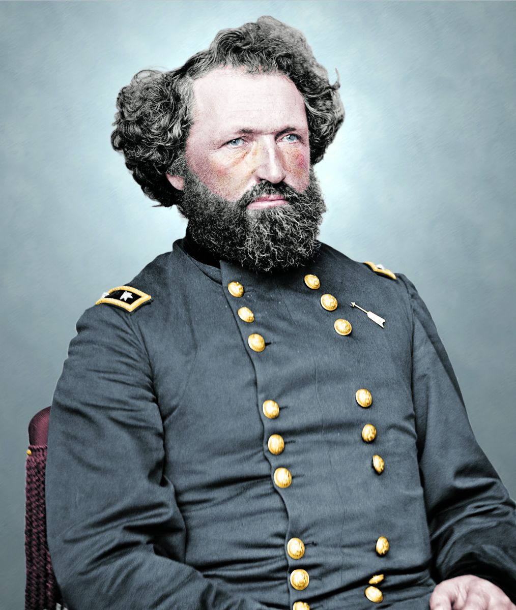 Gen. Mortimer D. Leggett. Colorization © 2020 civilwarincolor. com. Courtesy civilwarincolor.com/cwn. Library of Congress.