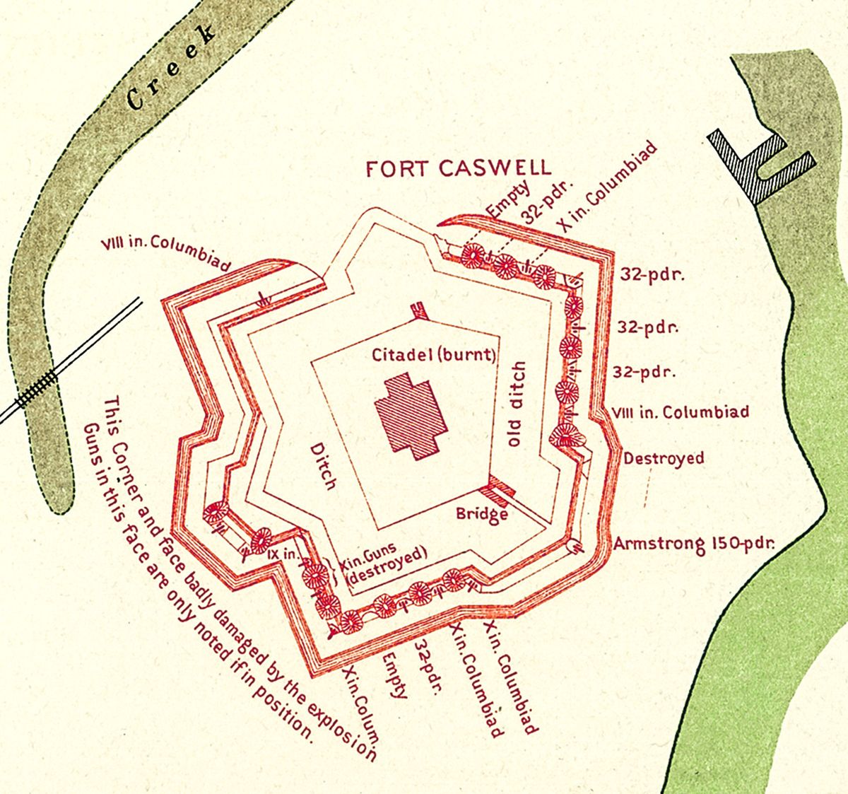 Enlargement of Fort Caswell from the Atlas To Accompany The Official Records Of The Union And Confederate Armies,.