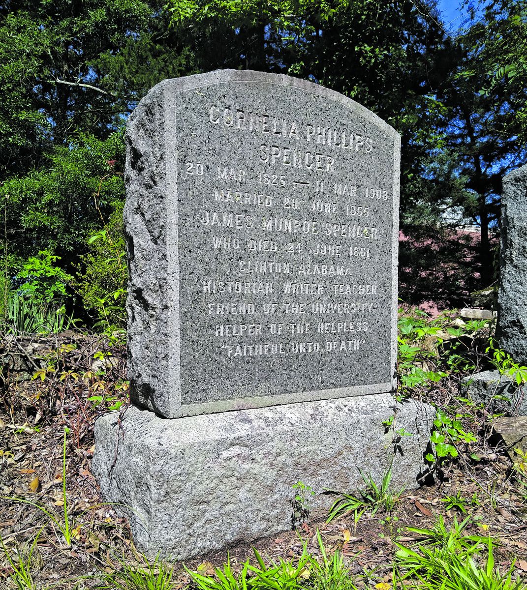 Gravestone of Cornelia Phillips Spencer at the Old Chapel Hill Cemetery in Chapel Hill, N.C. Courtesy Mx. Granger.