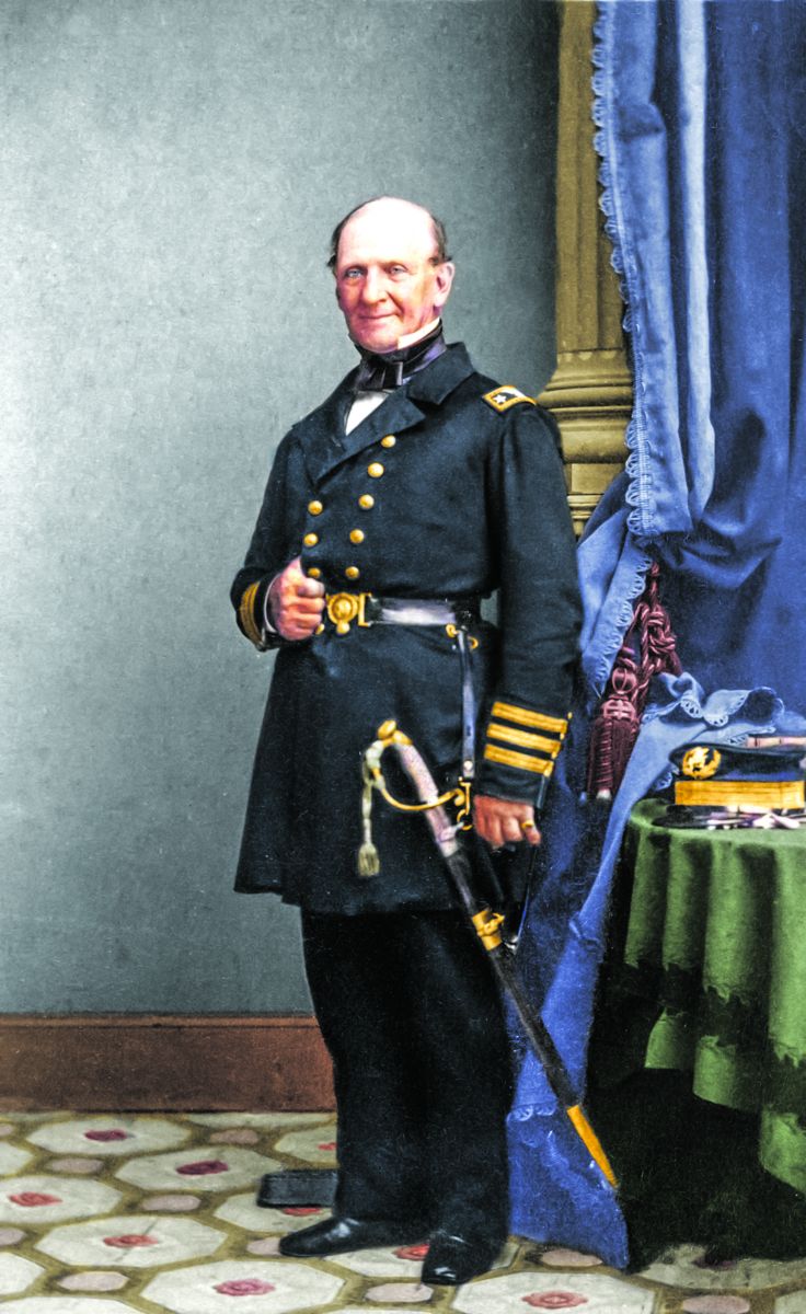 Admiral Silas H. Stringham, Colorization © 2021 civilwarincolor. com. Courtesy civilwarincolor.com/cwn. Library of Congress.