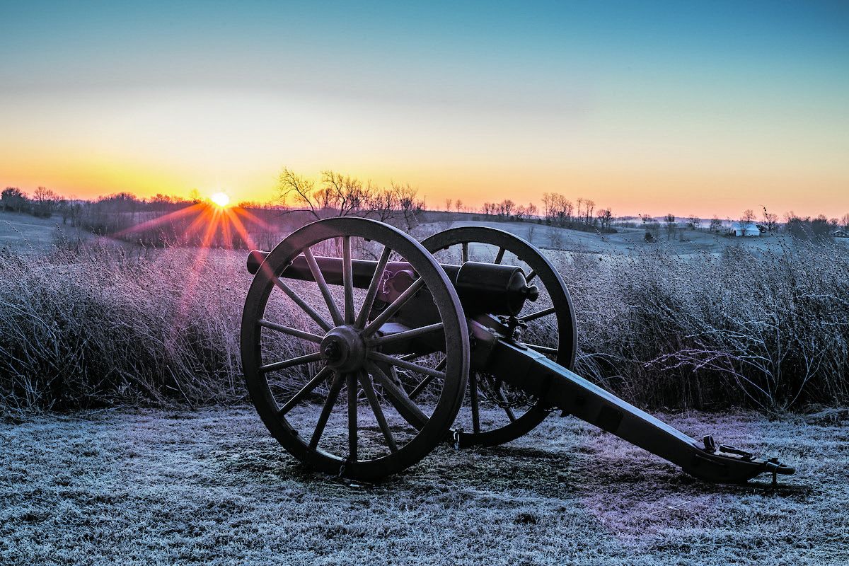 Perryville Battlefield. Cannon on a frosty day. Don Sniegowski.