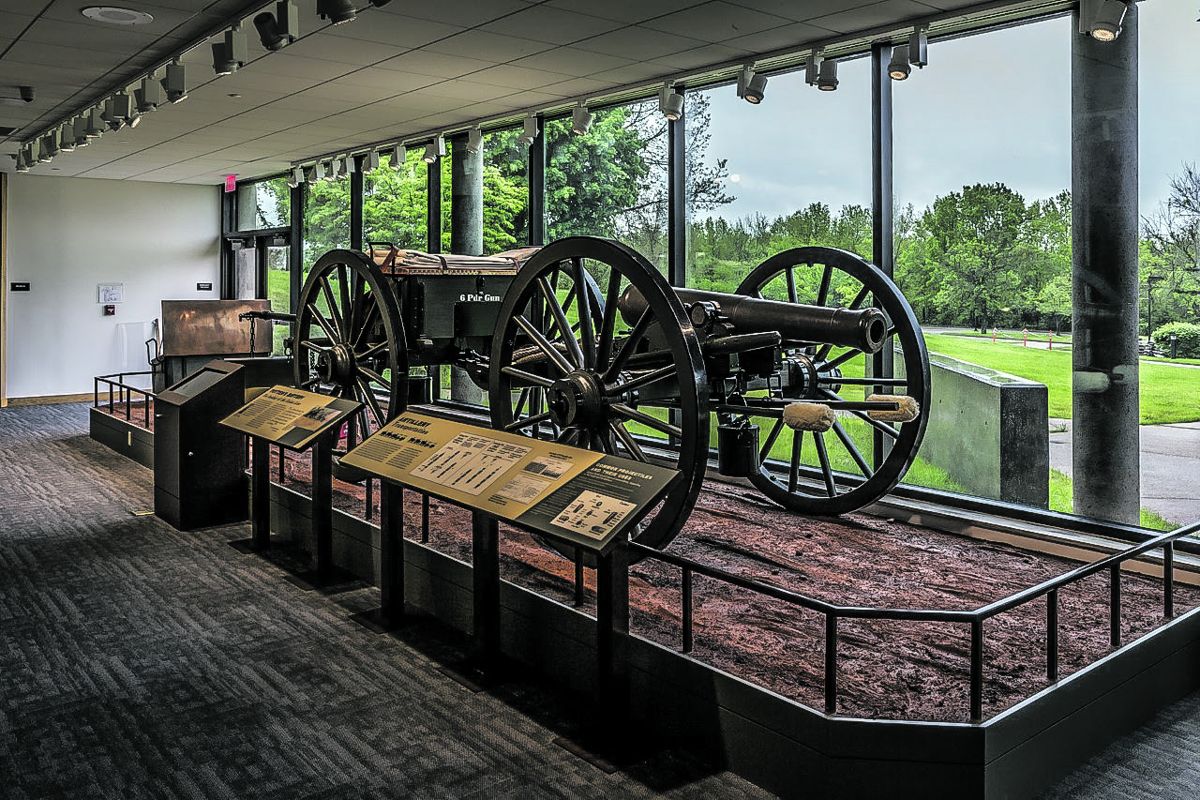 Cannon and limber on display in renovated Museum/Visitor Center.