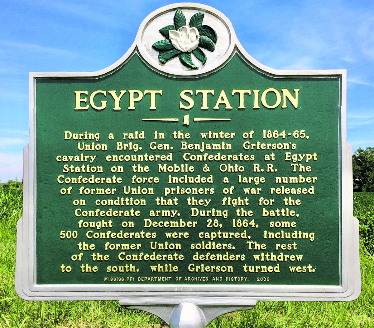 Roadside marker for Battle Egypt Station.