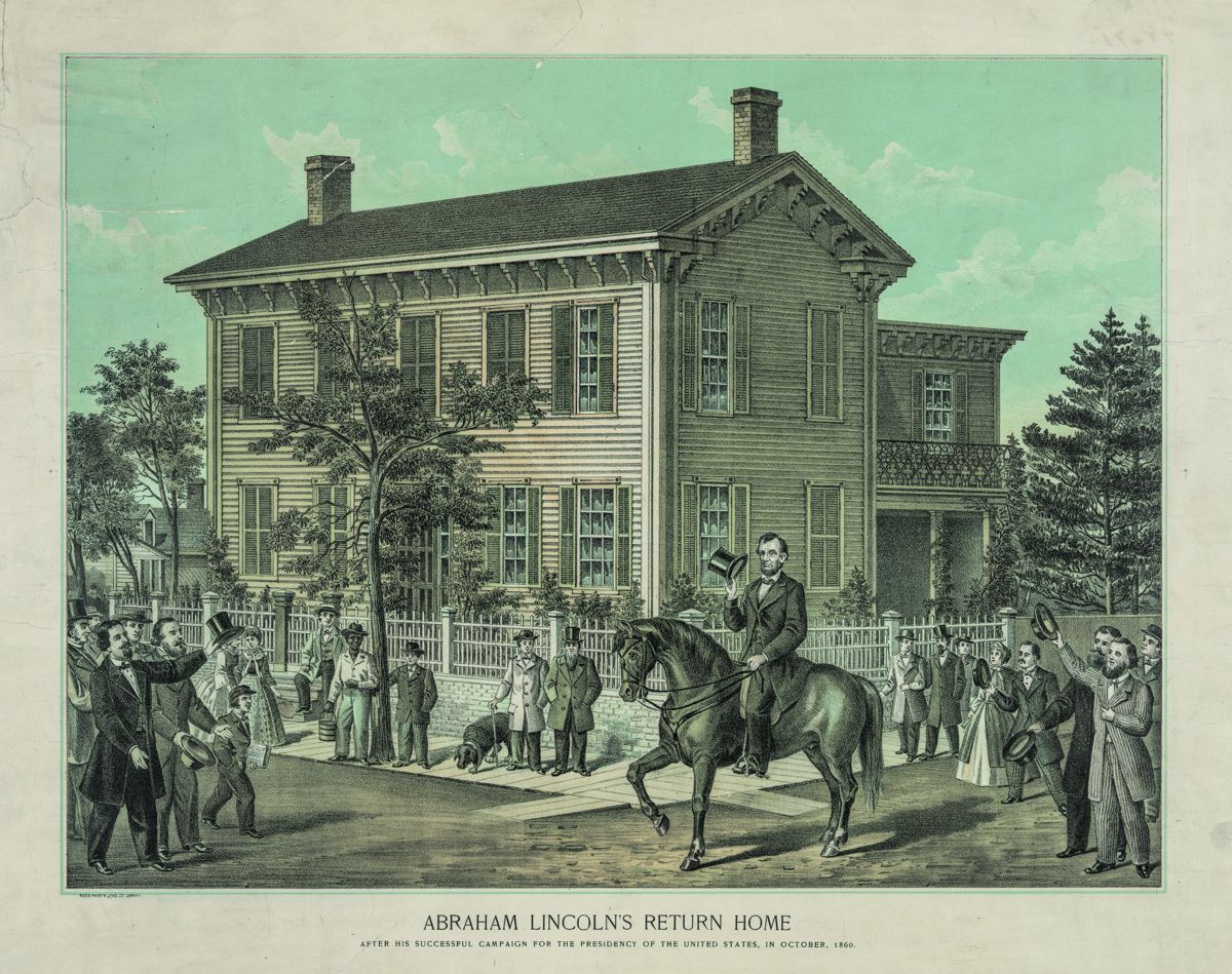 Kurz: “Abraham Lincoln returns Home / After his Successful Campaign for the Presidency of the United States, in October,