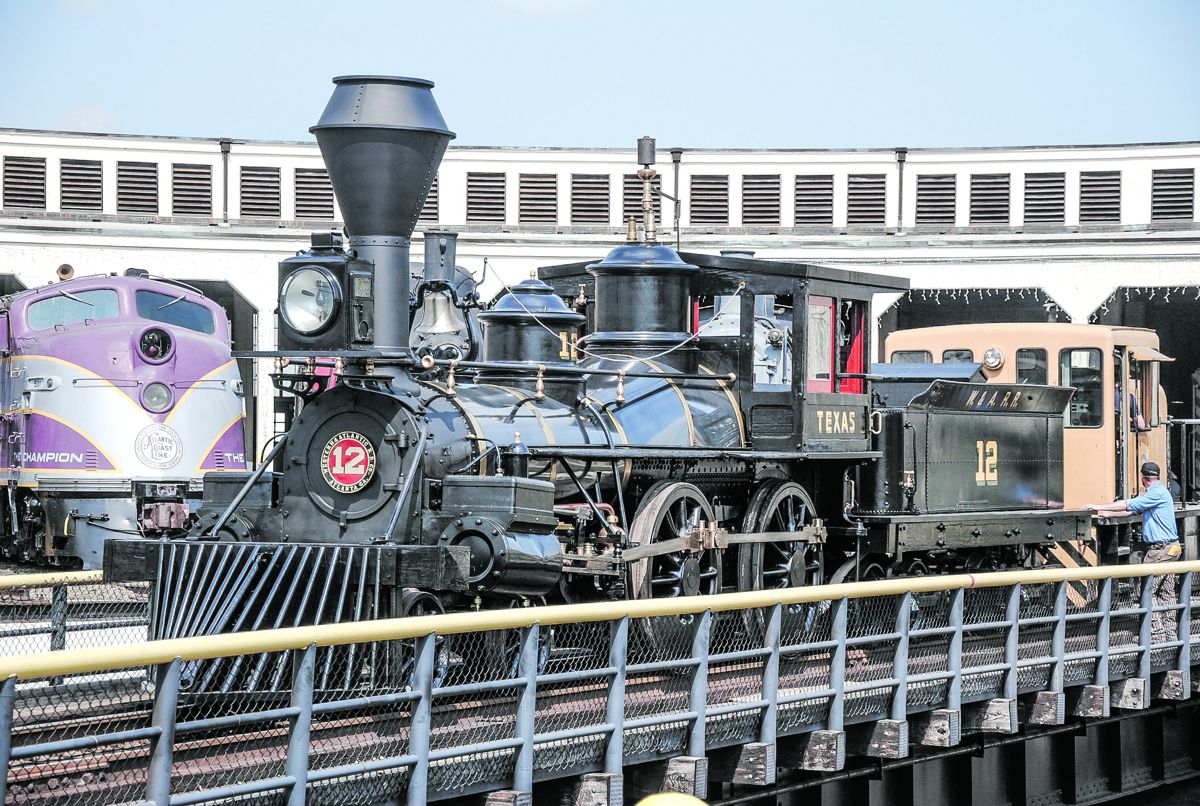 The restored Texas was unveiled to the public on a 1924 turntable at the N.C. Museum of Transportation, April 28, 2017. Courtesy The Atlanta History Center.