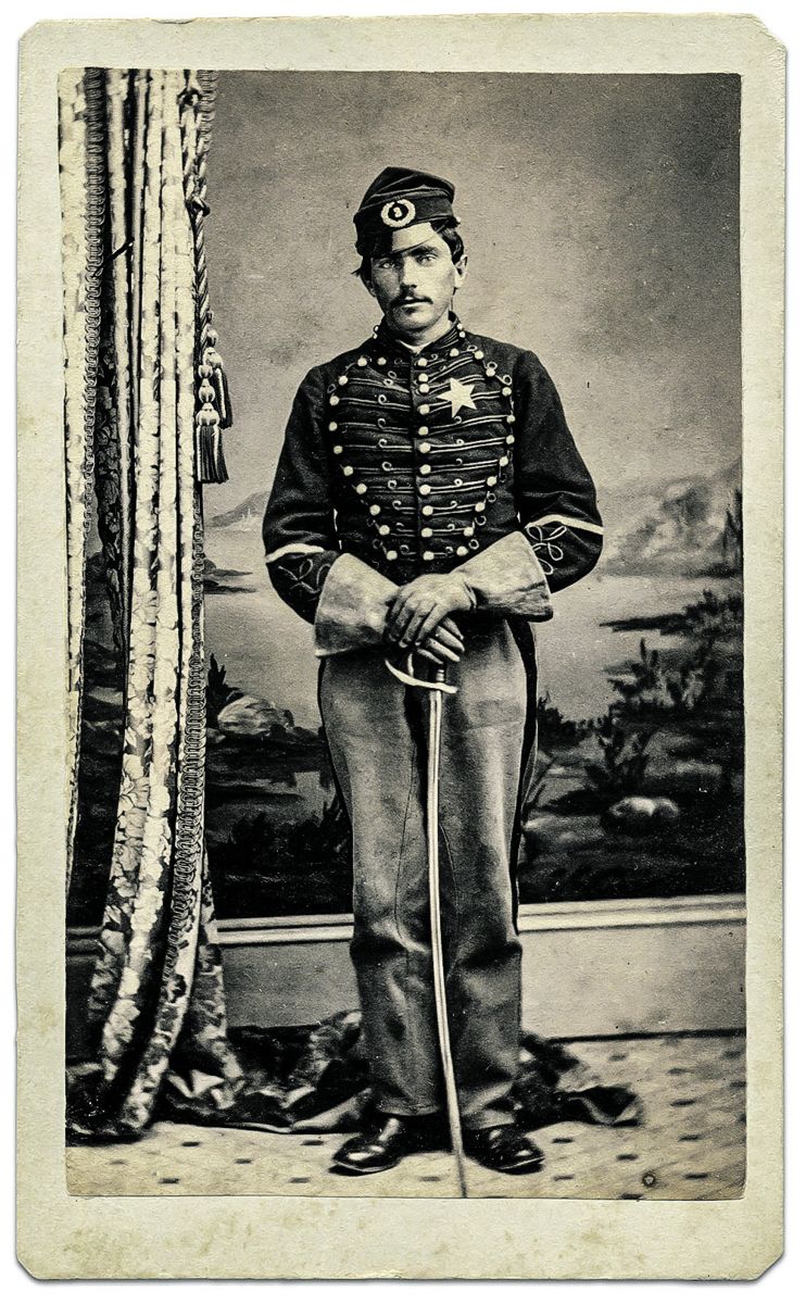These images are from the collection of John Kuhl, and were published in Military Images magazine. The CDV on the left was a soldier that has a star on his uniform signifying he was on provost duty. Both of these soldiers were in the Third New Jersey Cavalry, and the number 3 insignia was surrounded by a wreath on the front of their kepis.