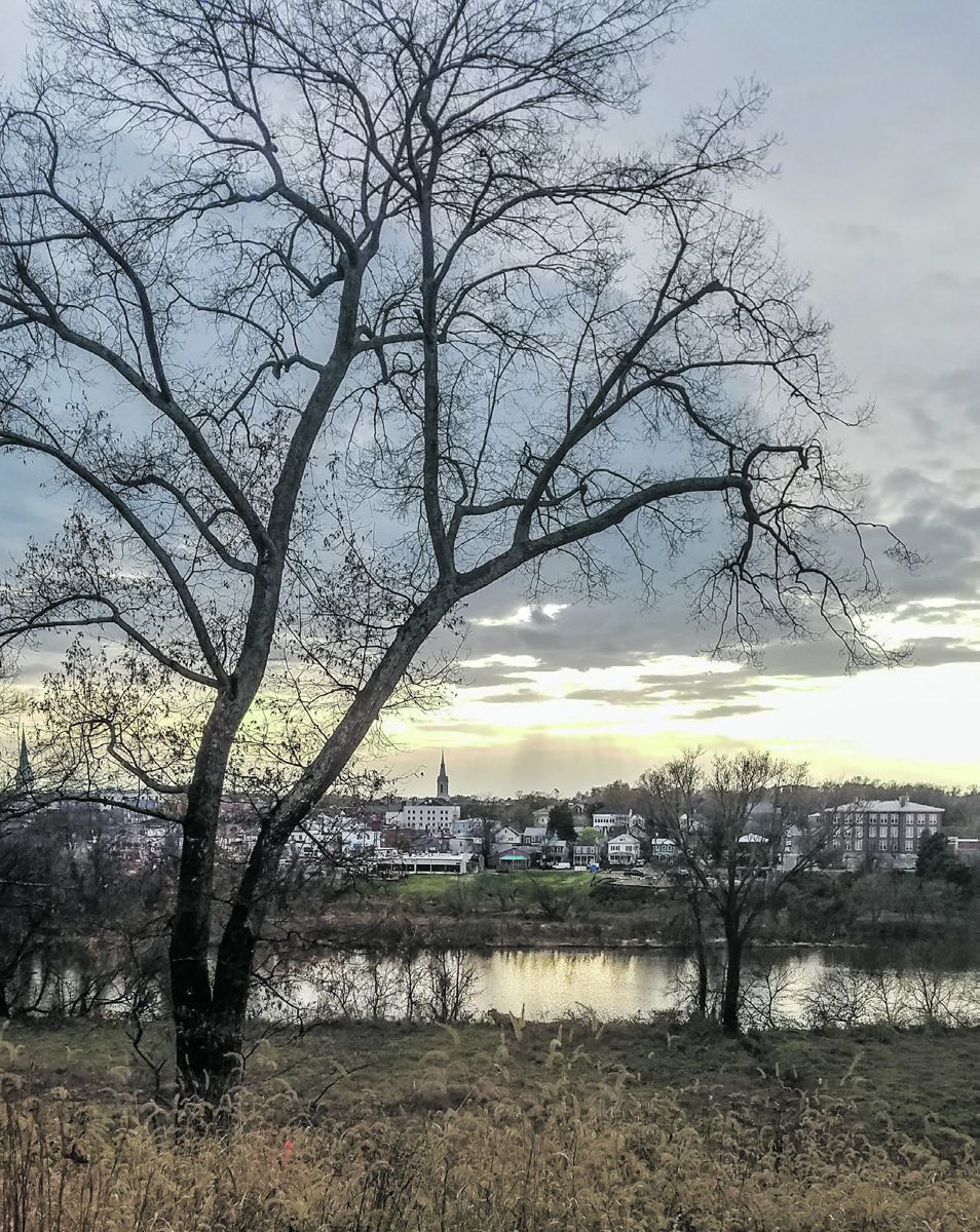 Looking across the Rappahannock toward Fredericksburg where Mary Washington lived for part of her life. A similar view would have been familiar to Union troops in 1862.