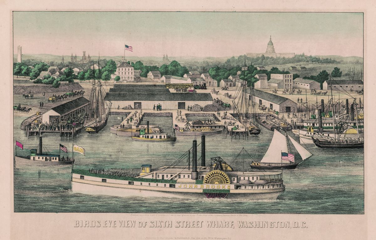“Sixth Street Wharf” Published by Chas. Magnus, 12 Frankfort St., New York, & 520 7th Street, Washington, D.C., ca 1863. Library of Congress.