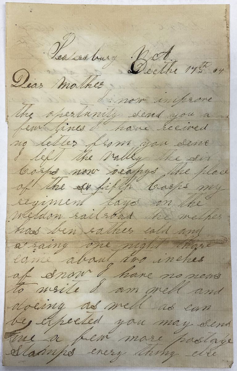 Letter written by Jerome Gardner two weeks prior to his capture. All images courtesy of MCWI.