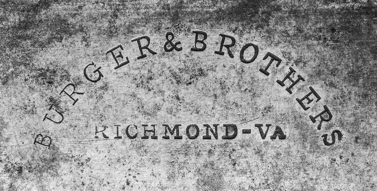 An example of another BURGER & BROTHERS RICHMOND–VA stamp is shown from another knife blade.