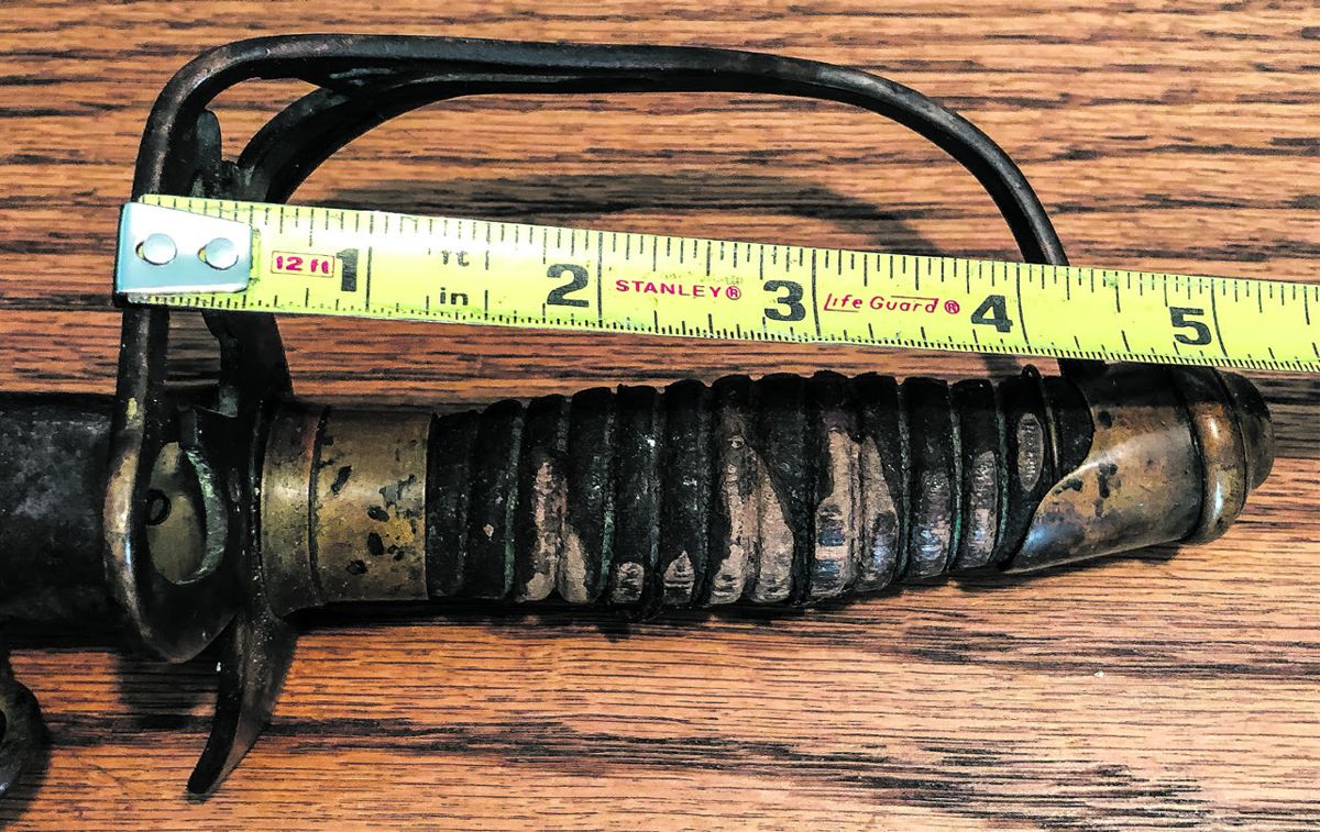 5 inches is standard length for Civil War era sword grip north or south with rare variation.