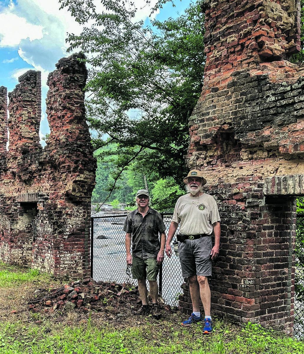 John Miller (on right) at New Manchester Ruins. Photo by Carol
