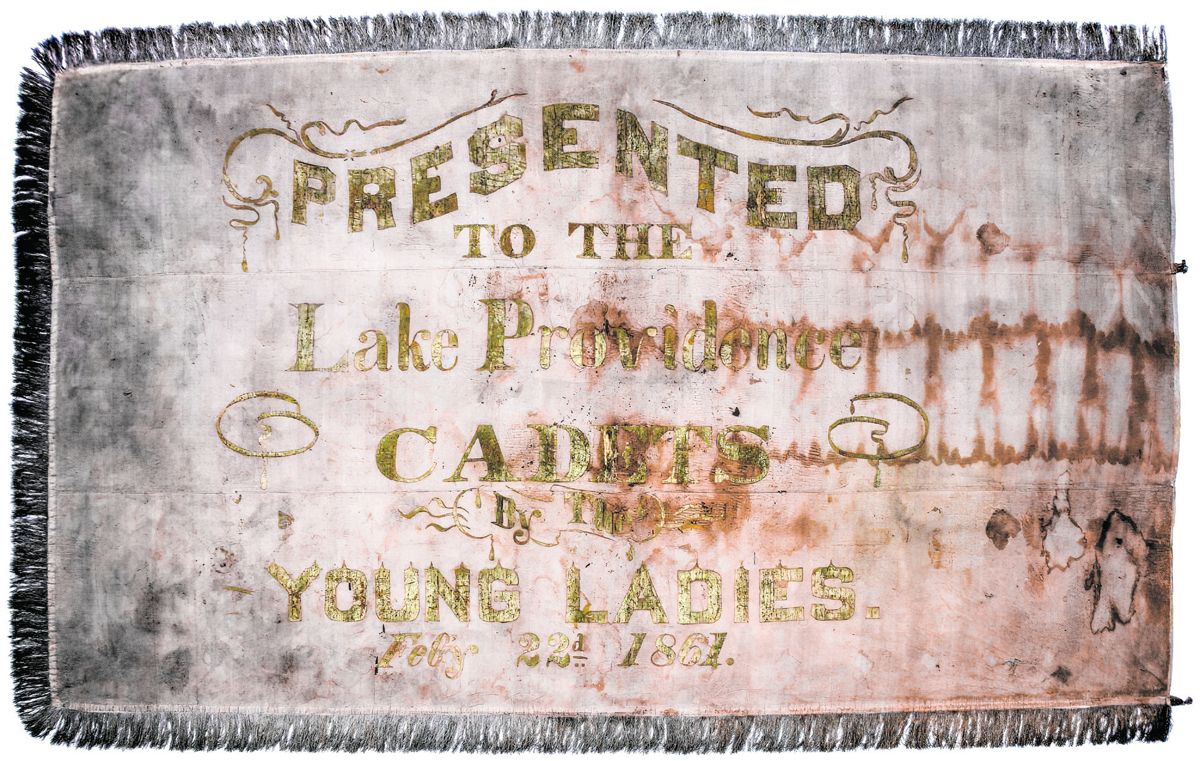 The flag’s reverse showing the presentation legend.