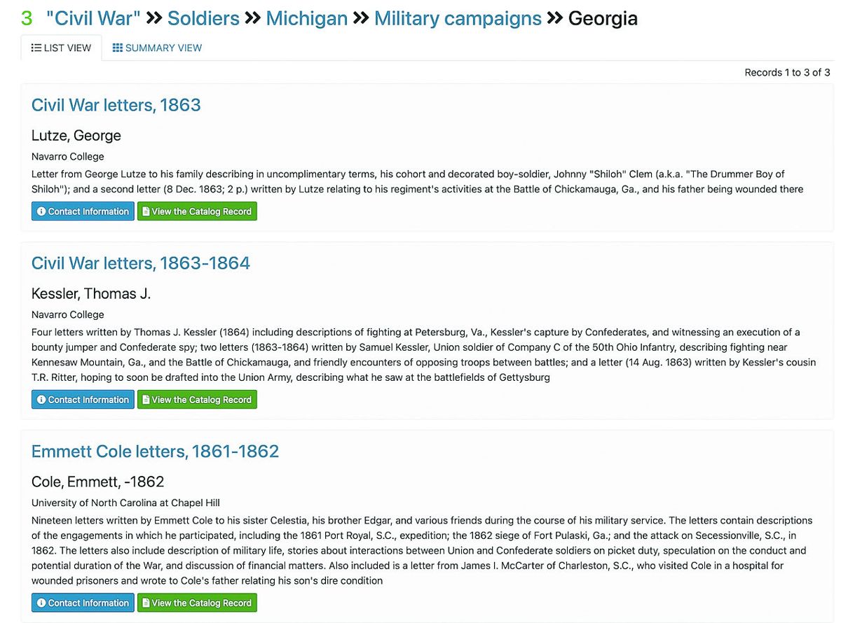 Michigan soldier results for campaigning in Georgia.