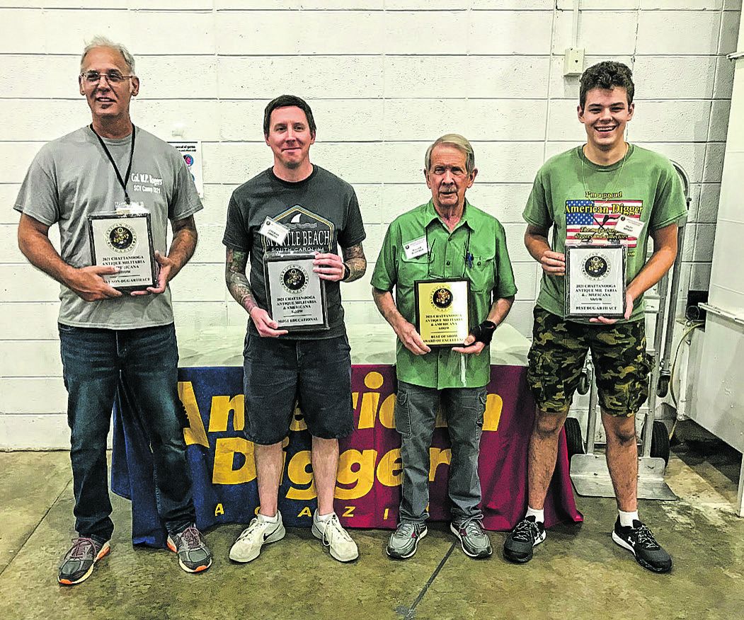 Award winners at the American Digger Chattanooga Show, L-R- Jeff Jones, Jeremiah Simmons, Bill Blackman, and Riley Bryant.