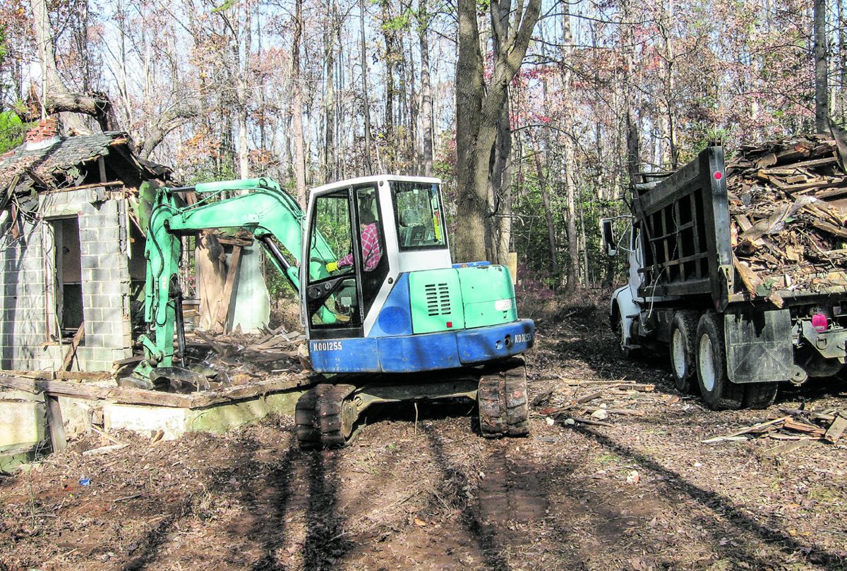 Demolition at Spotsylvania battlefield’s Fifth Corps/Brock Road Tract removed structures and “reclaimed” the historic land for research and exploration. (CVBT Archives)
