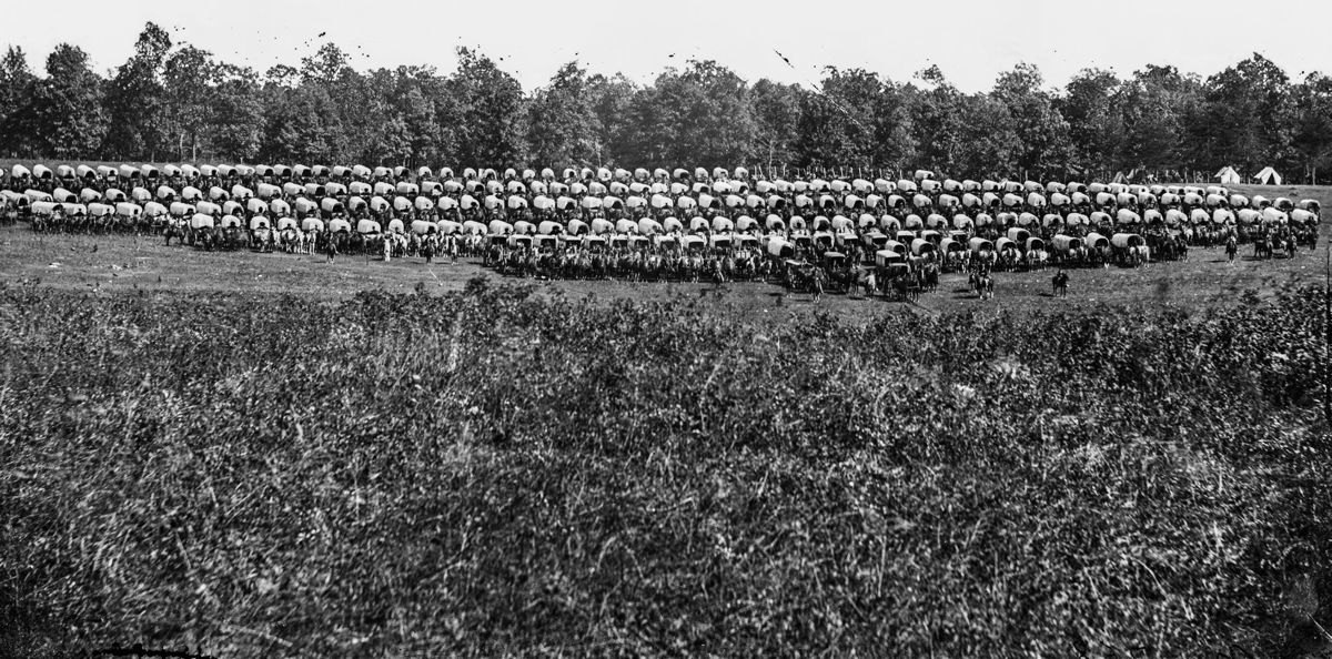 Union wagons at Brandy Station. (Library of Congress)
