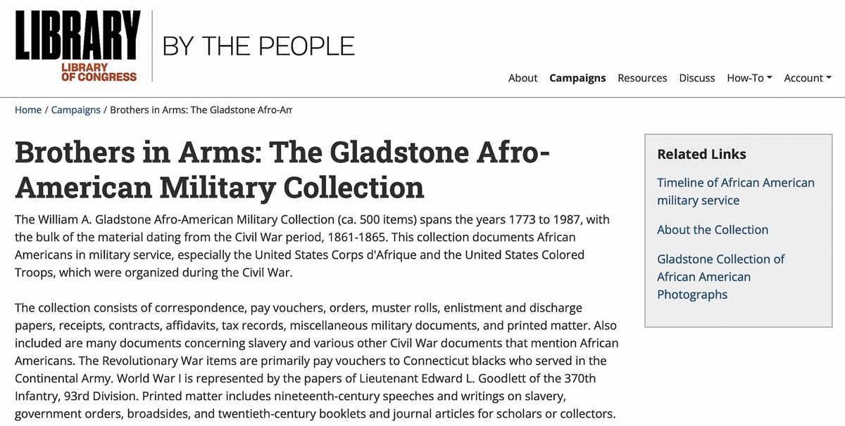 Click the Gladstone Afro-American Collection link.