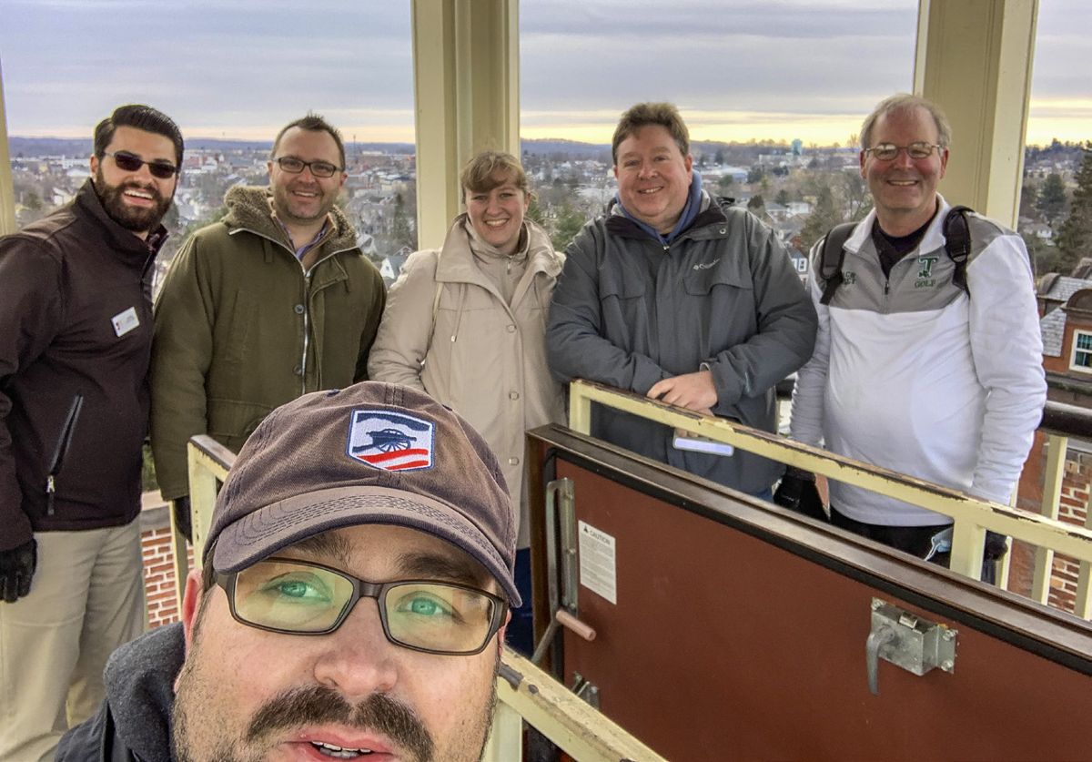 From Lee’s Headquarters, the group went over to the Seminary Ridge Museum, where historian Codie Easch was kind enough to open the cupola for us. Codie in the cupola beats John Buford, any day.