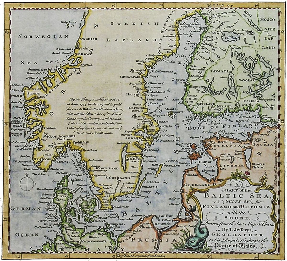 Antique chart of the Baltic Sea.
