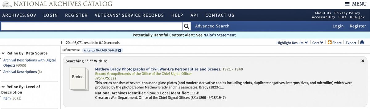 Mathew Brady Photographs of Civil War-Era Personalities and Scenes — lead photograph from the original article