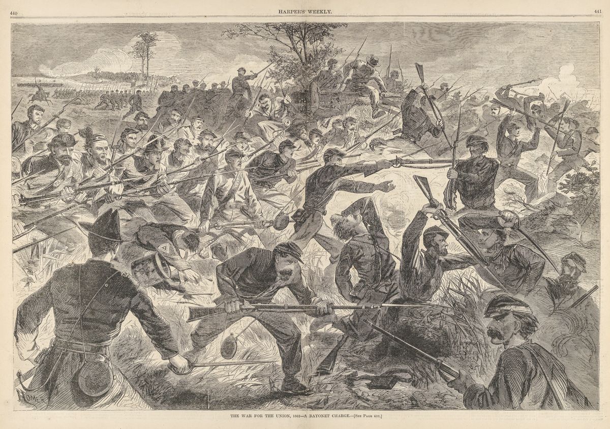 The War for the Union, 1862 – A Bayonet Charge. (Harper’s Weekly, Vol. VII, July 12, 1862)