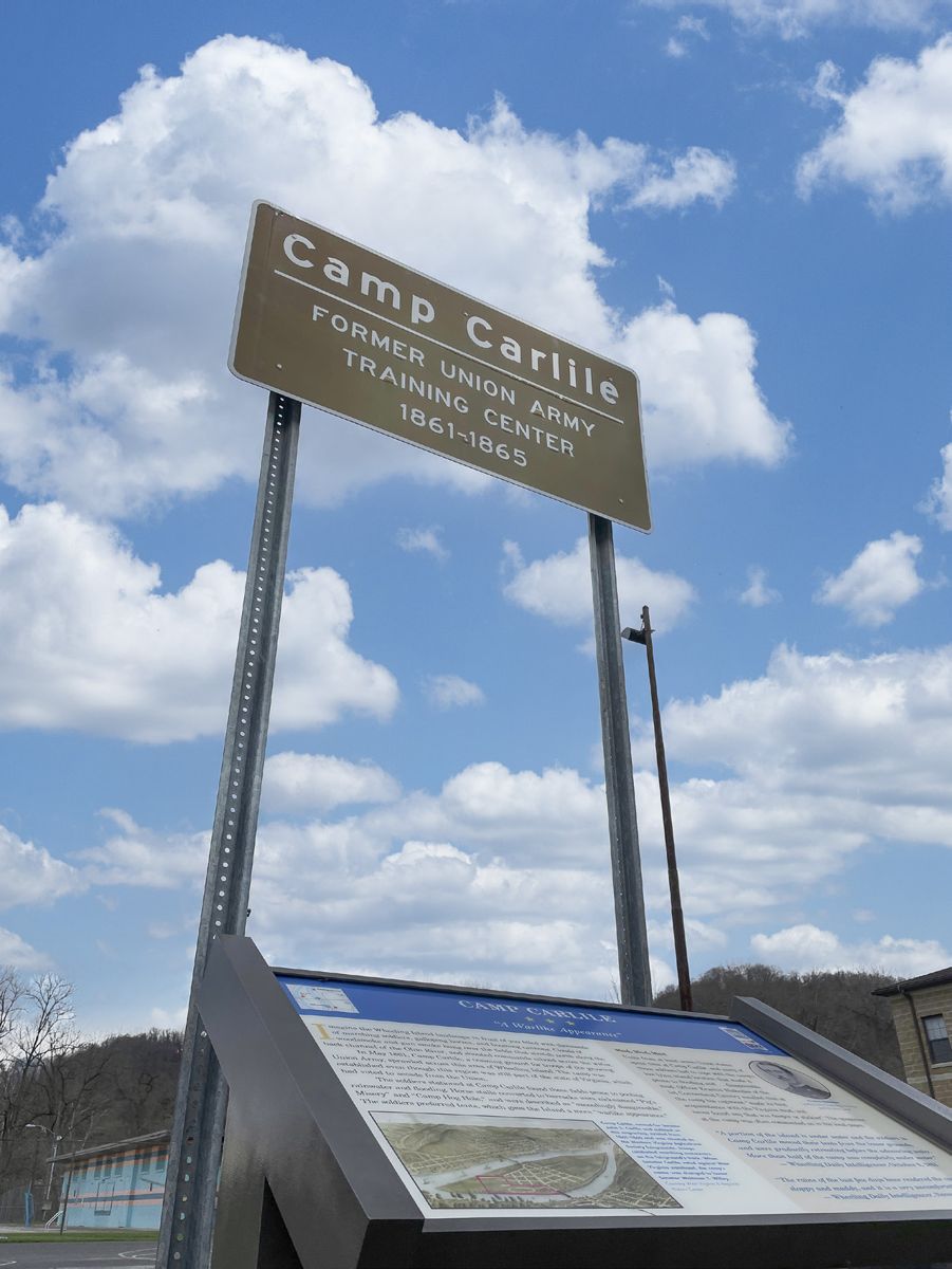 Each sign, like this one at the historic location of Camp Carlile, received new content panels and new aluminum stands earlier this year. (Civil War Trails, Inc.)