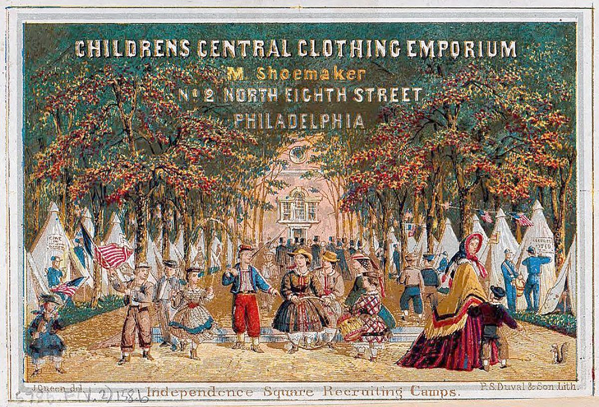Trade card of Children’s Central Clothing Emporium, Peter Duval. (Library of Congress)