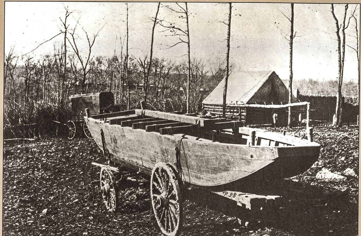 Pontoon boat on carriage. (NPS)