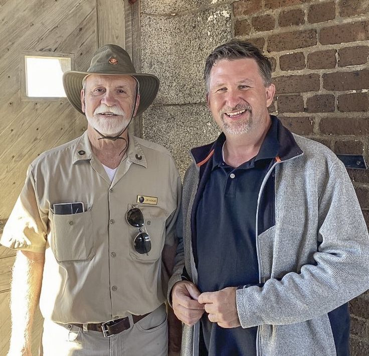 contributor Charleston resident Jim Morgan (left) met up with Chris Mackowski (right) and Kris White during the Kris and Chris tour of the