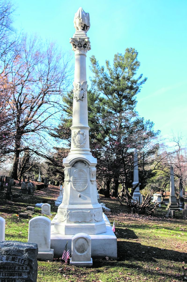 A view of the front of the newly cleaned Lt. Hugh McKee monument. (Charles H. Bogart)