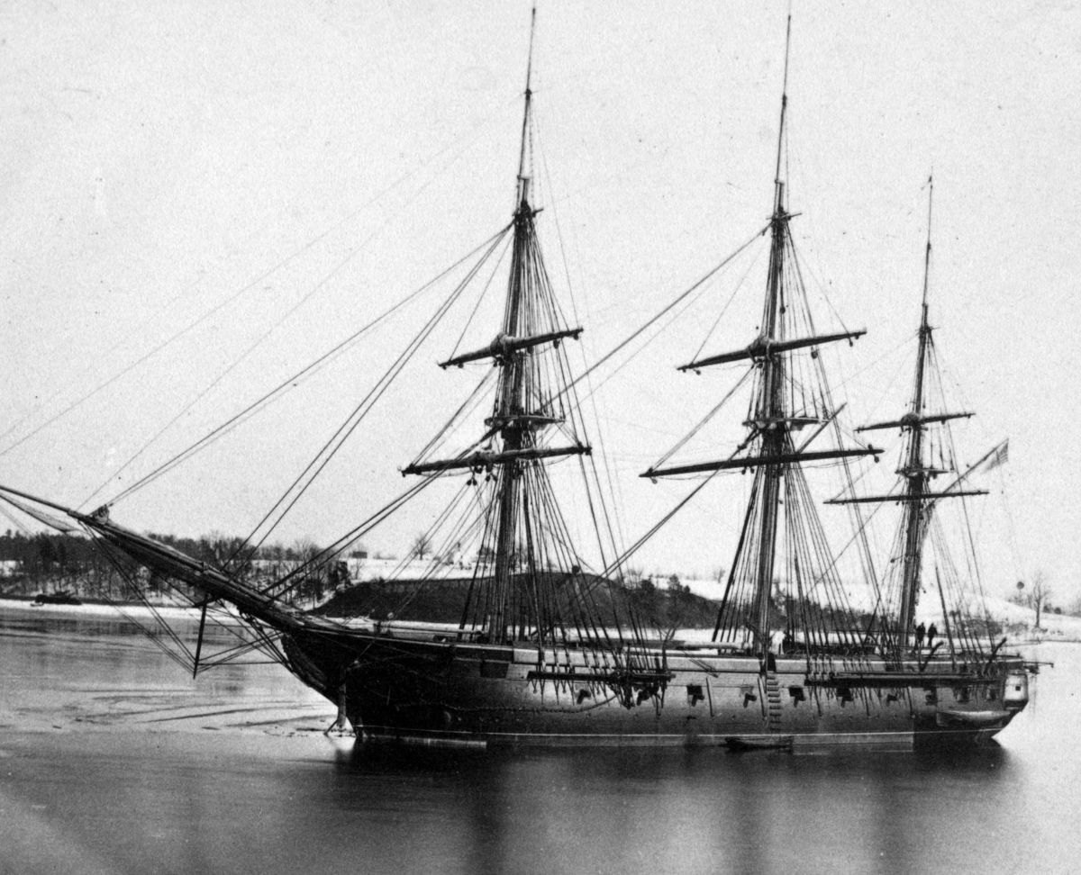 U.S. Navy frigate, USS Macedonian during the Civil War. (Library of Congress)