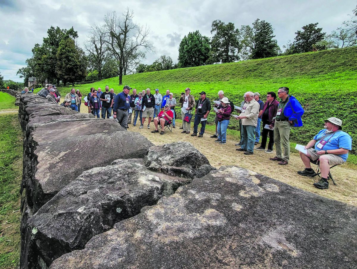 NPS Historian Frank O’Reilly leads CVBT tour group at Fredericksburg Battlefield’s Sunken Road.
