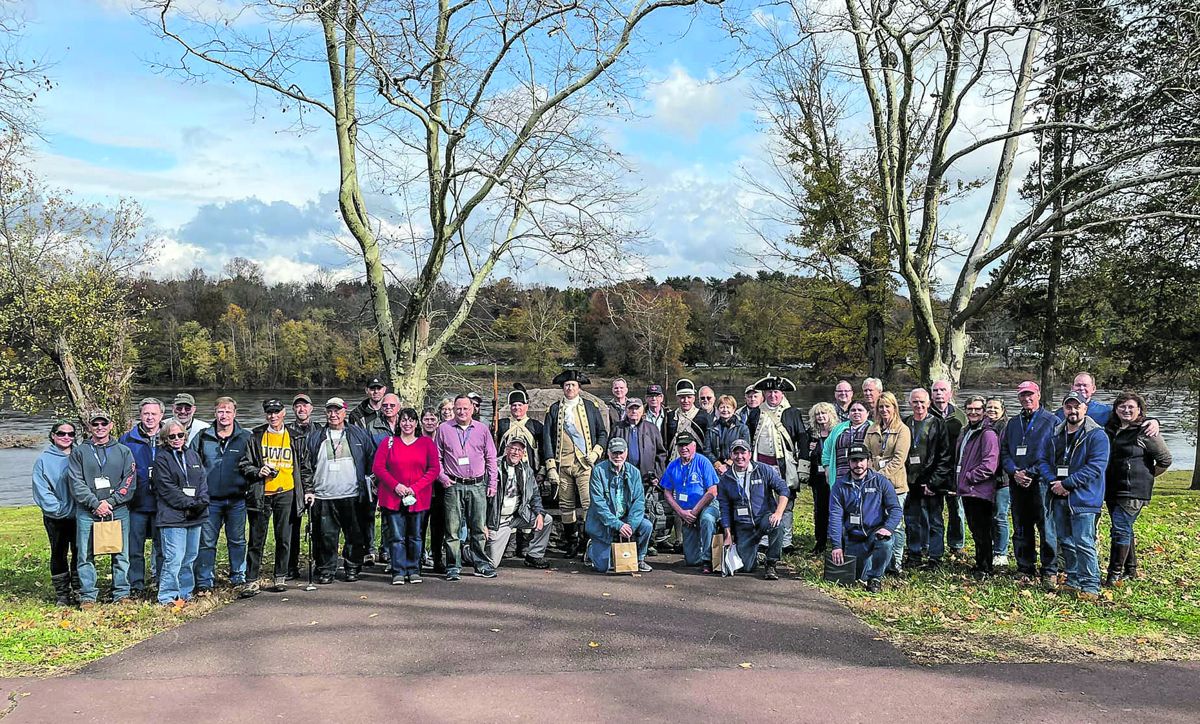 The ERW tour group at Washington’s Crossing with George Washington.