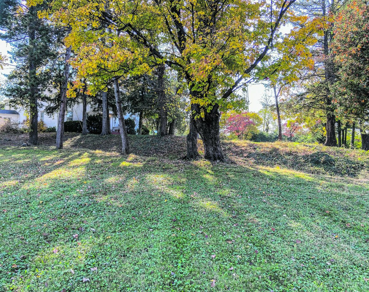 View of Fort Collier earthworks on ridge crest. (Photo by Jonathan Noyalas)