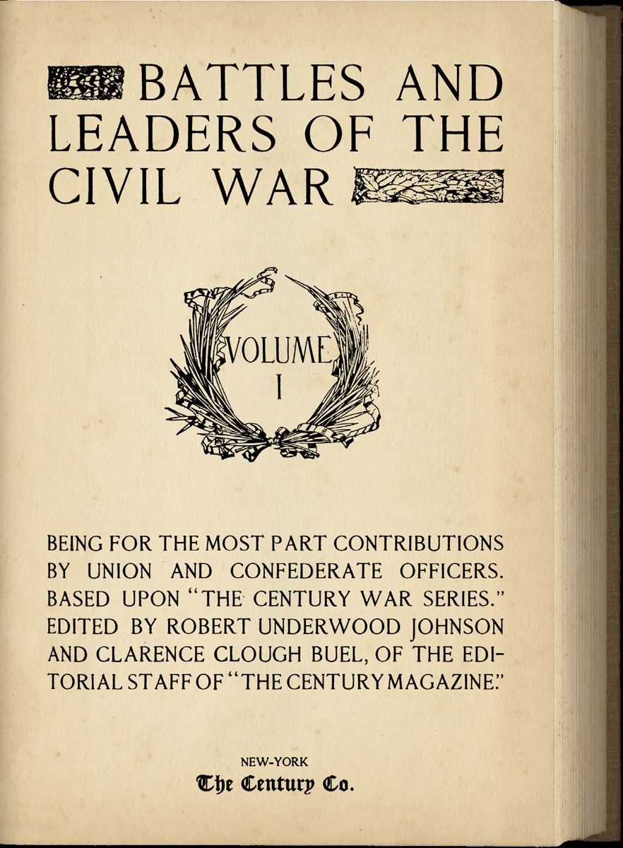 Title page from Vol. 1, Battles and Leaders of the Civil War. (Google Books)