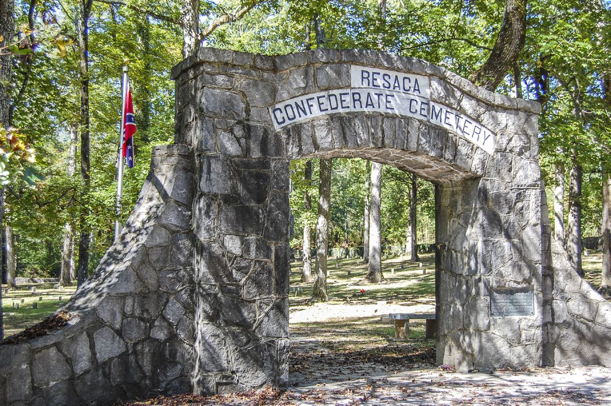 The Resaca battlefield was one of the sites of interest to Father Sherman. The Confederate cemetery was established in 1866. This memorial arch was built in 1911.